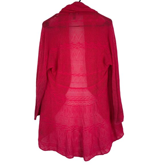 Lauren Ralph Lauren Womens Open Front Sheer Cardigan M Red RT10532 EUC - Picture 6 of 7